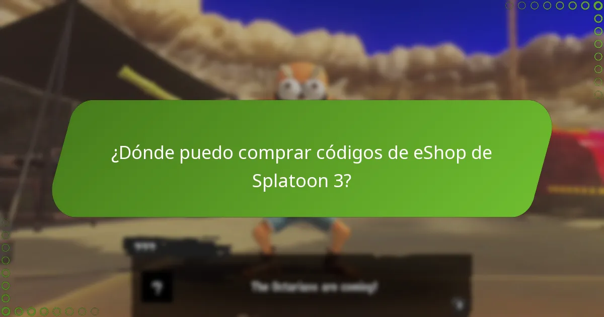 ¿Dónde puedo comprar códigos de eShop de Splatoon 3?